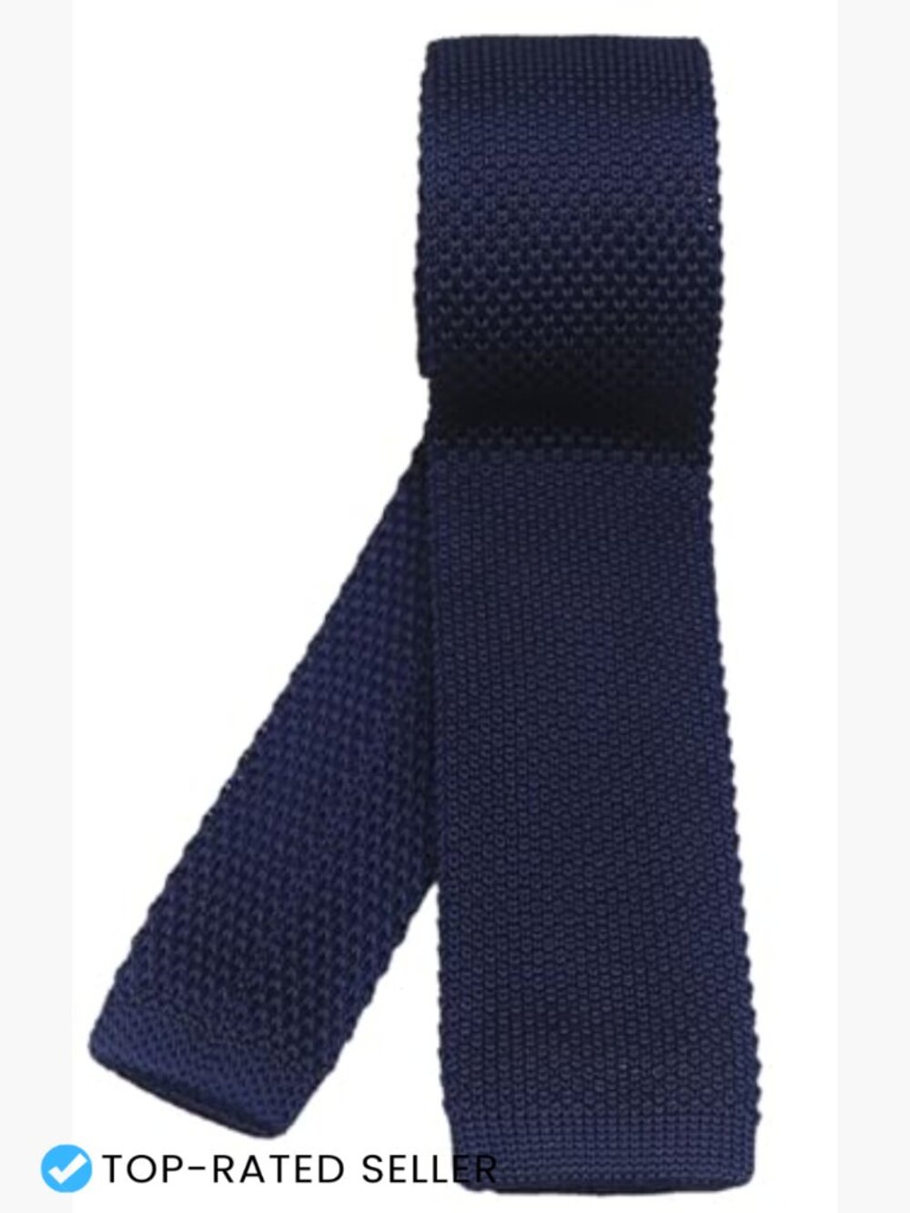 Textured Knit Skinny Tie Slim Fit Business Casual Smart Necktie Square Cut - Picture 3 of 4